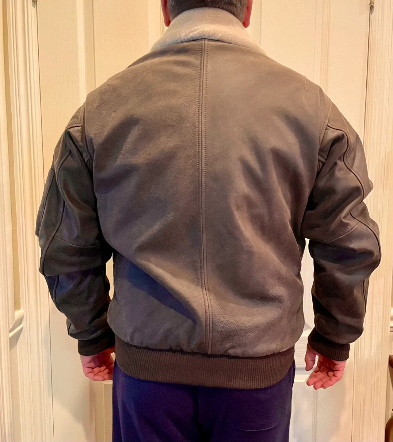 DANIER L/G Brown Leather Bomber Jacket image indicator(2)