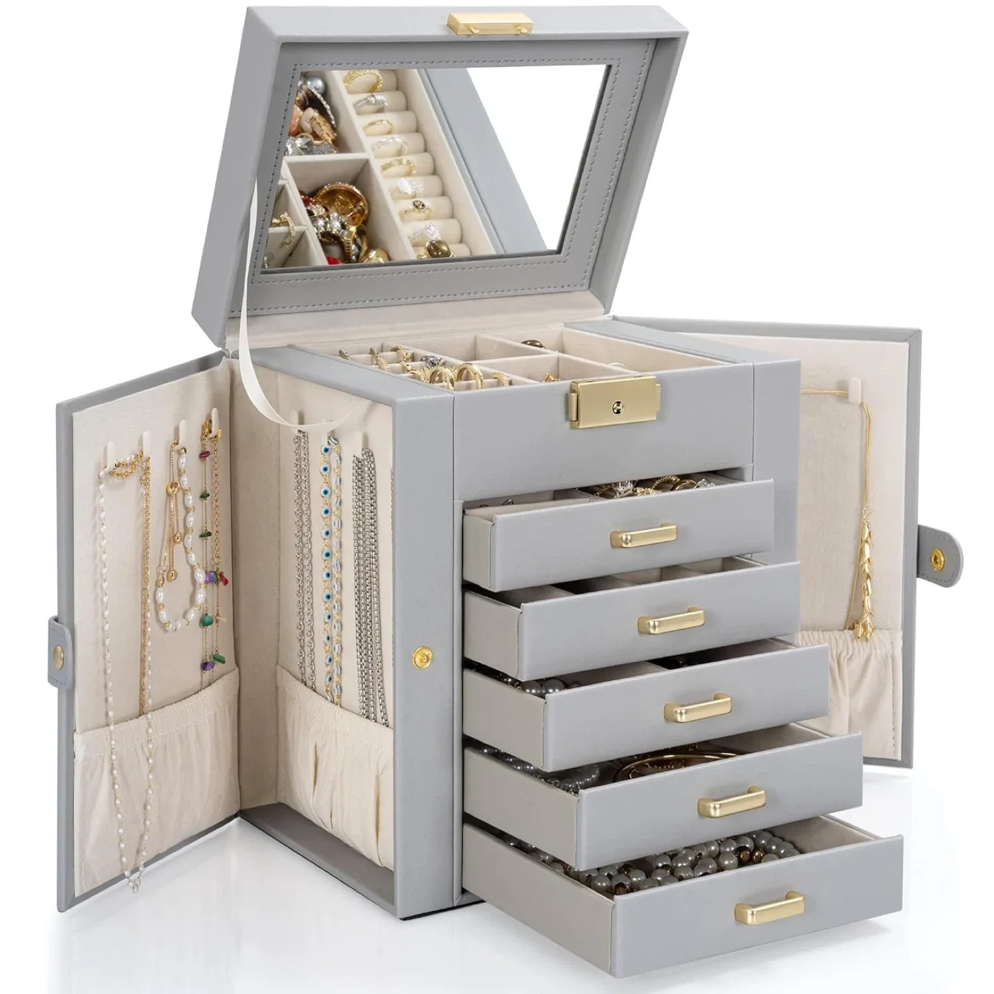 Jewelry Box, Jewelry Organizer with Mirror, Jewelry Storage image indicator(2)