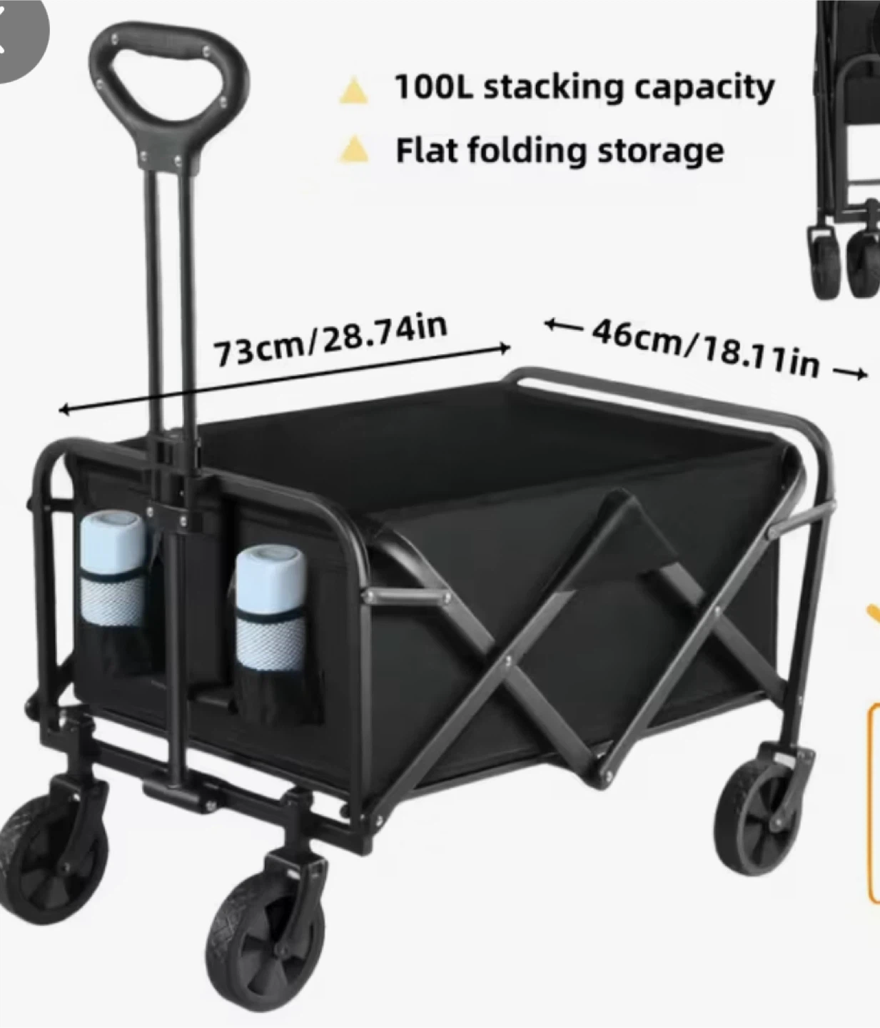 Folding Wagon Cart - Black - Mini Version 300LBS - photo 4