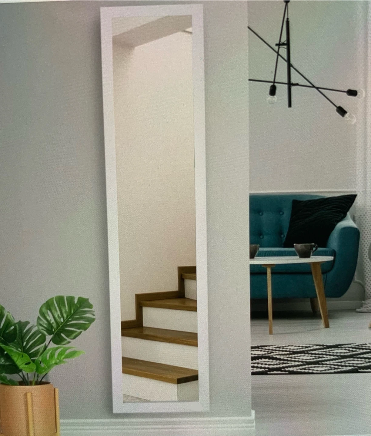 White framed mirror 16” x 52”