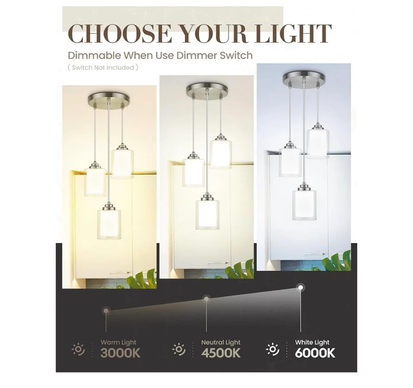 ✨ Modern 3-Light Glass Pendant ✨ Set of 2 or Buy Separately image indicator(2)