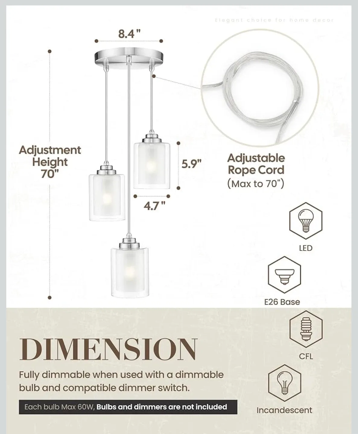 ✨ Modern 3-Light Glass Pendant ✨ Set of 2 or Buy Separately image indicator(5)