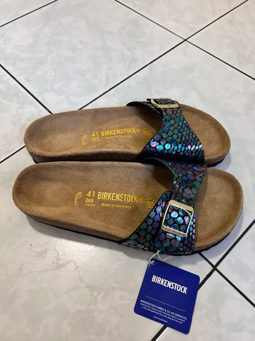 Birkenstock Arizona Iridescent Python Sandals Size 41 image indicator(2)