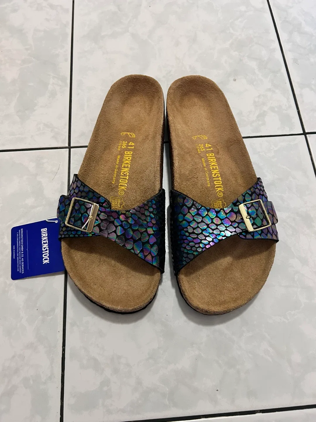 Birkenstock Arizona Iridescent Python Sandals Size 41 thumbnail