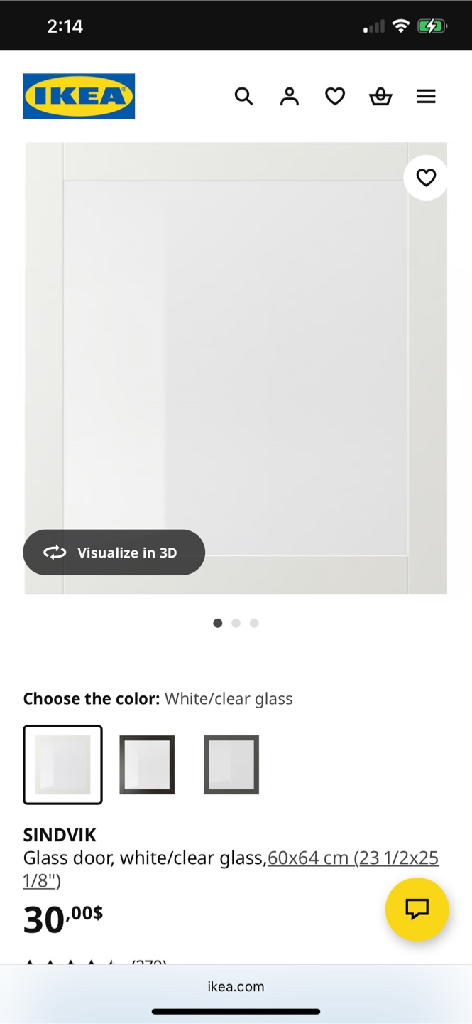 New IKEA SINDVIK Glass Door - beige/Clear, 60x64 cm