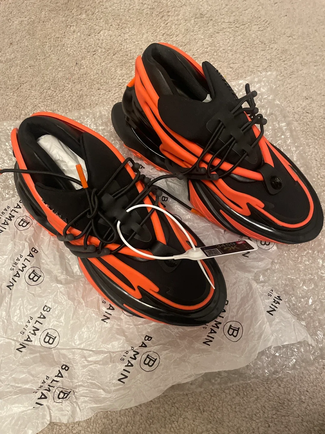 Balmain Paris Black & Orange Sneakers image indicator(2)