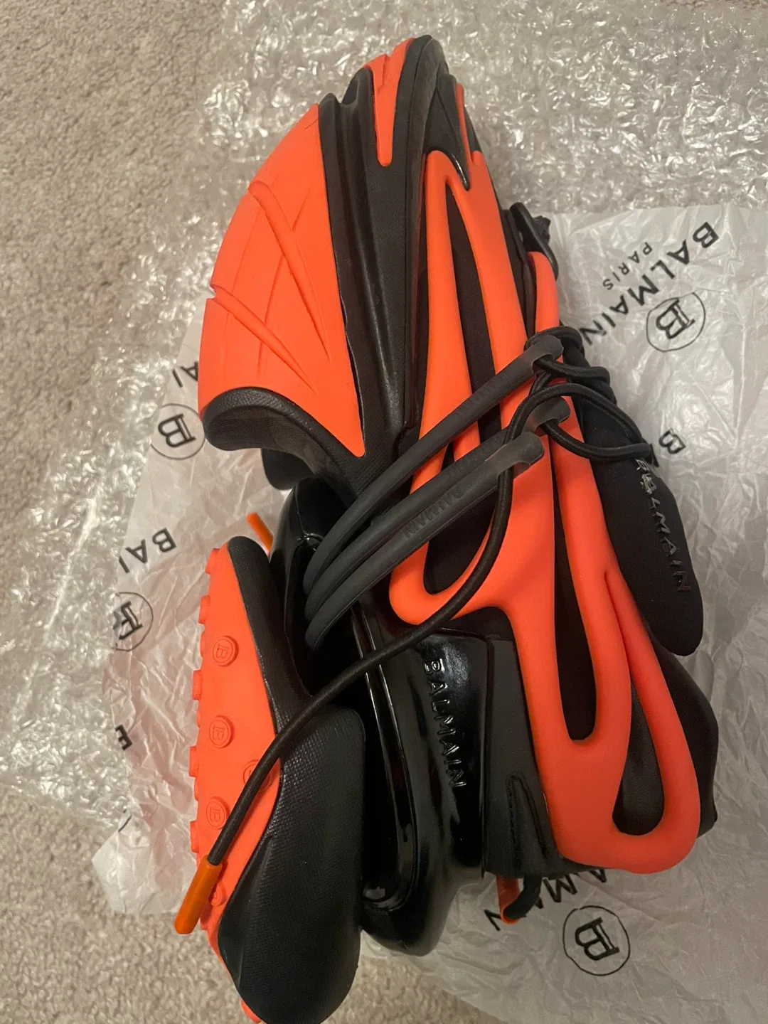Balmain Paris Black & Orange Sneakers image indicator(9)