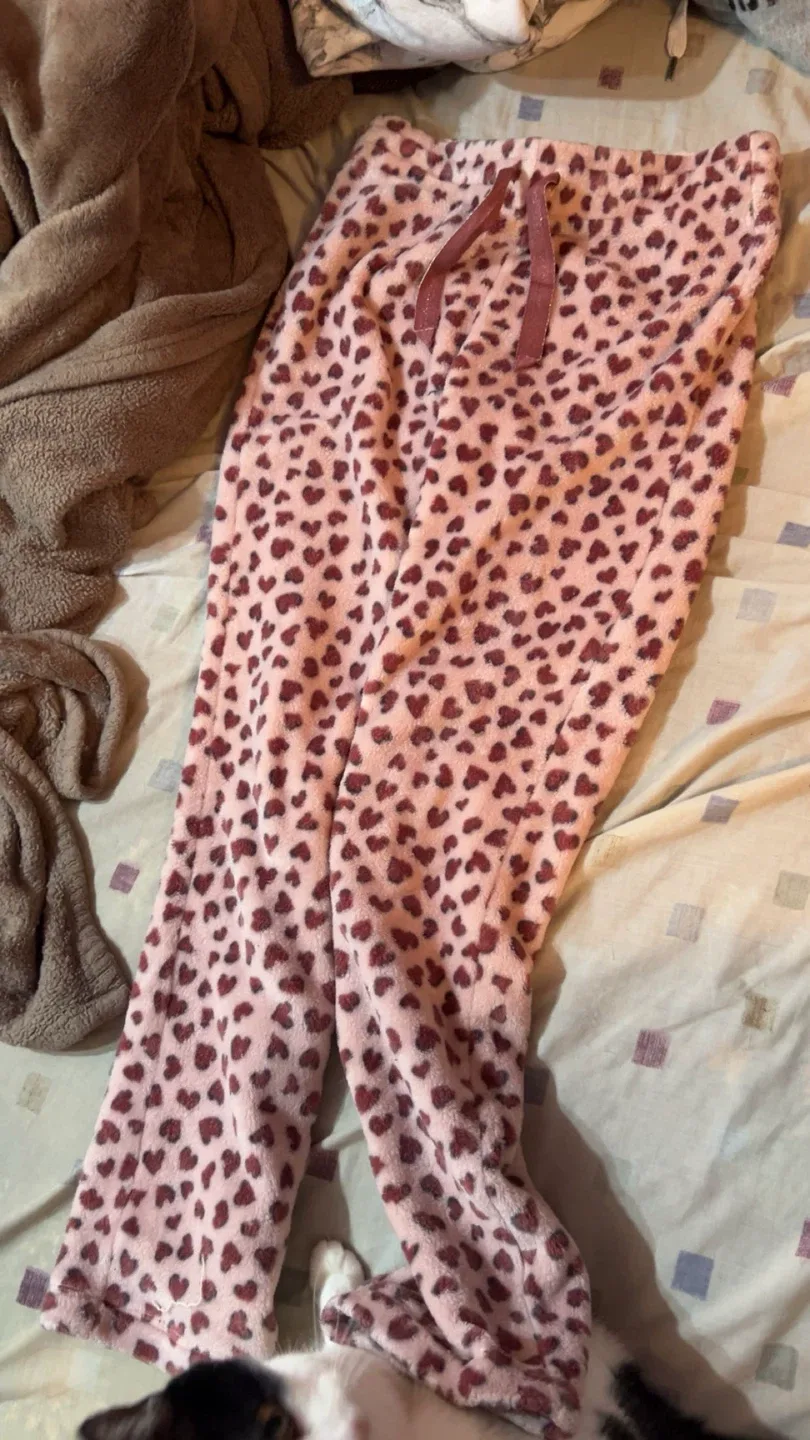 Pink Heart Print Pajama Pants thumbnail