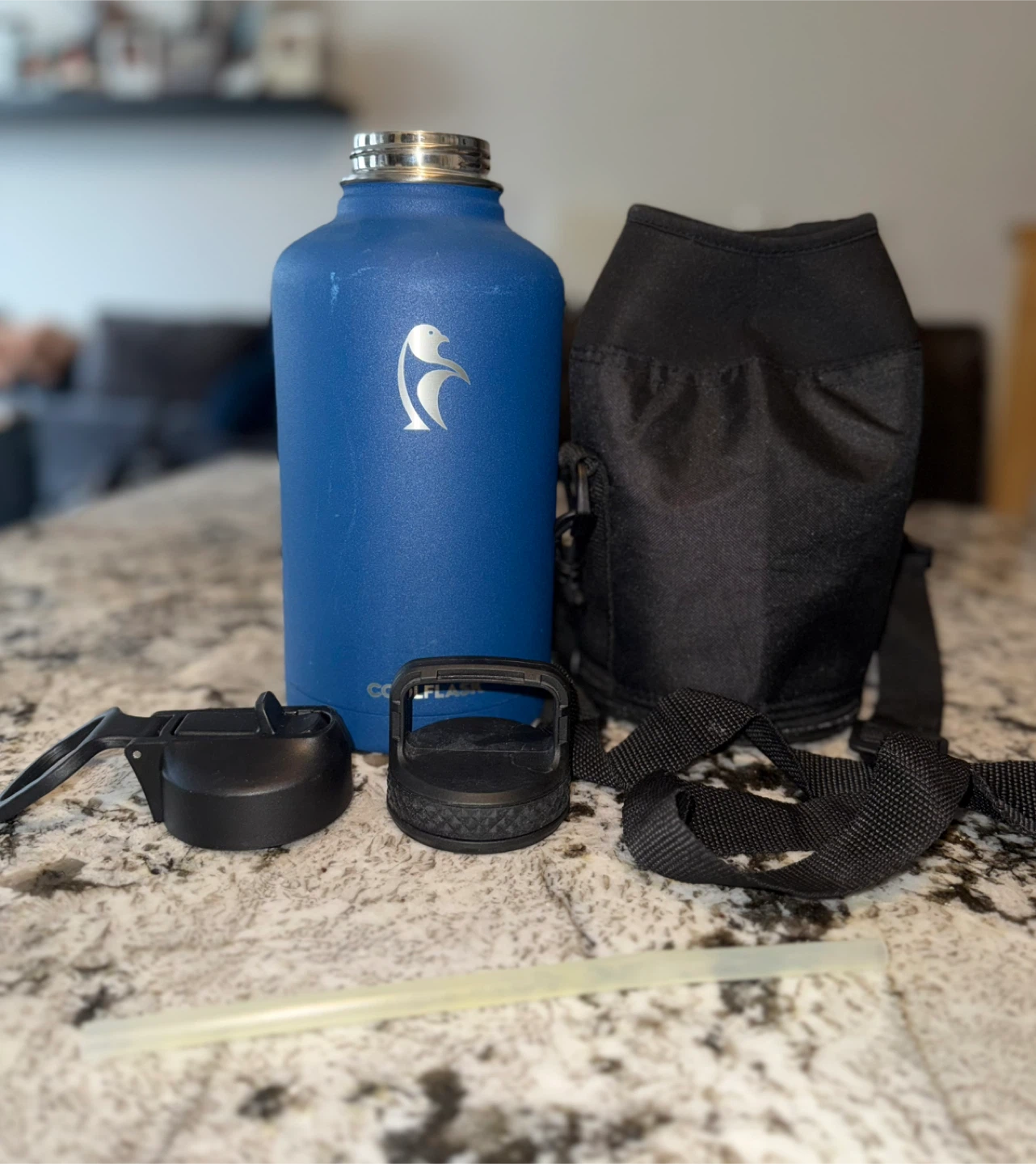 Coolflask 64 oz Water Bottle + 2 Lids + Sleeve