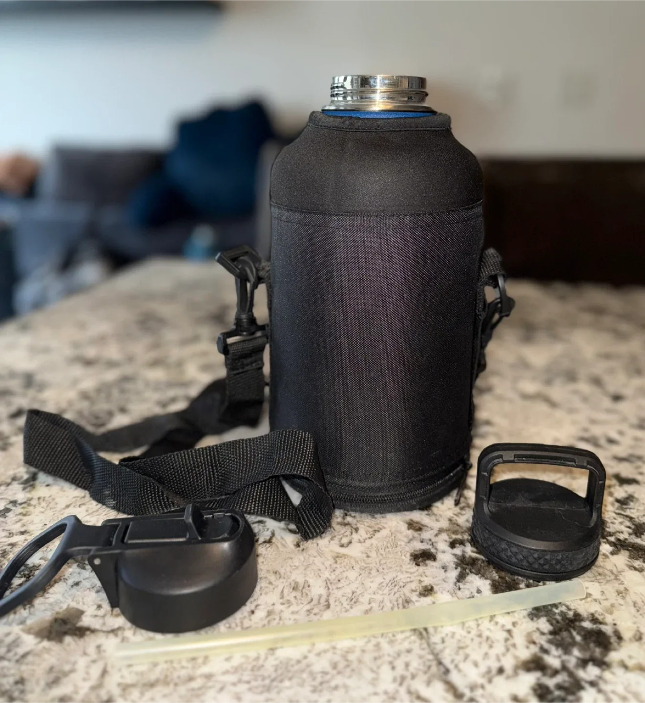 Coolflask 64 oz Water Bottle + 2 Lids + Sleeve image indicator(2)