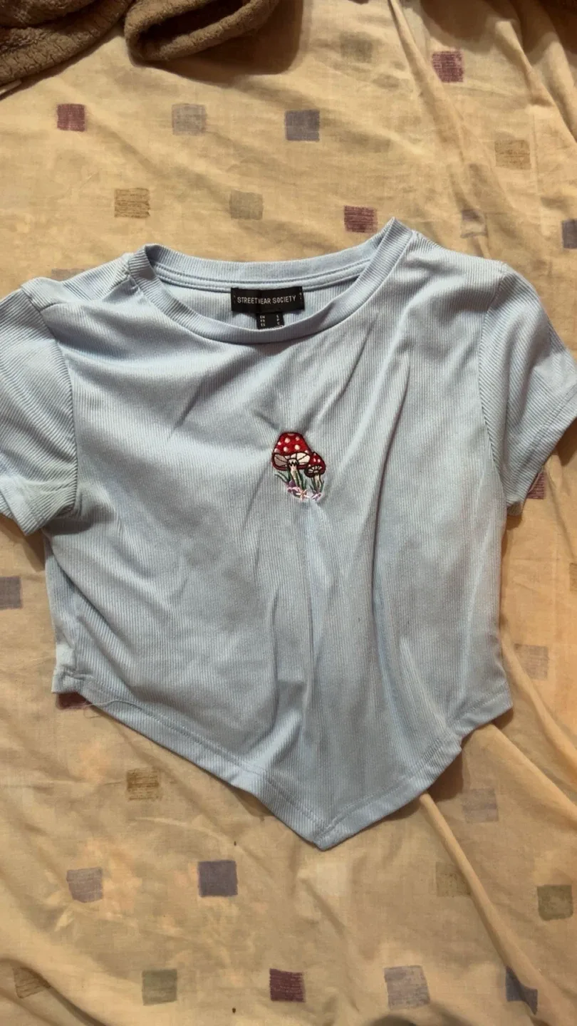 Streetwear Society Blue Mushroom Crop Top - Size S thumbnail