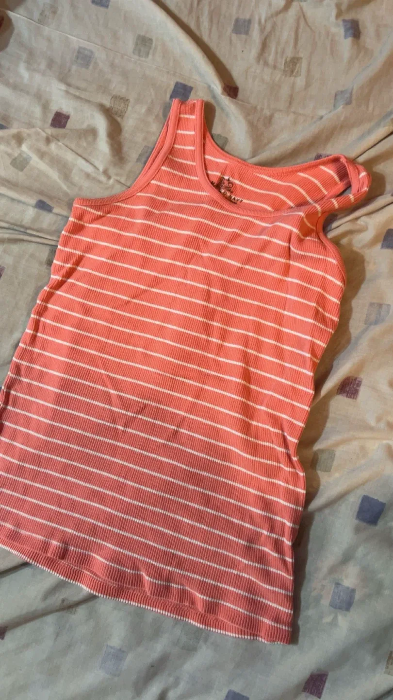 Old Navy Coral Striped Tank Top thumbnail