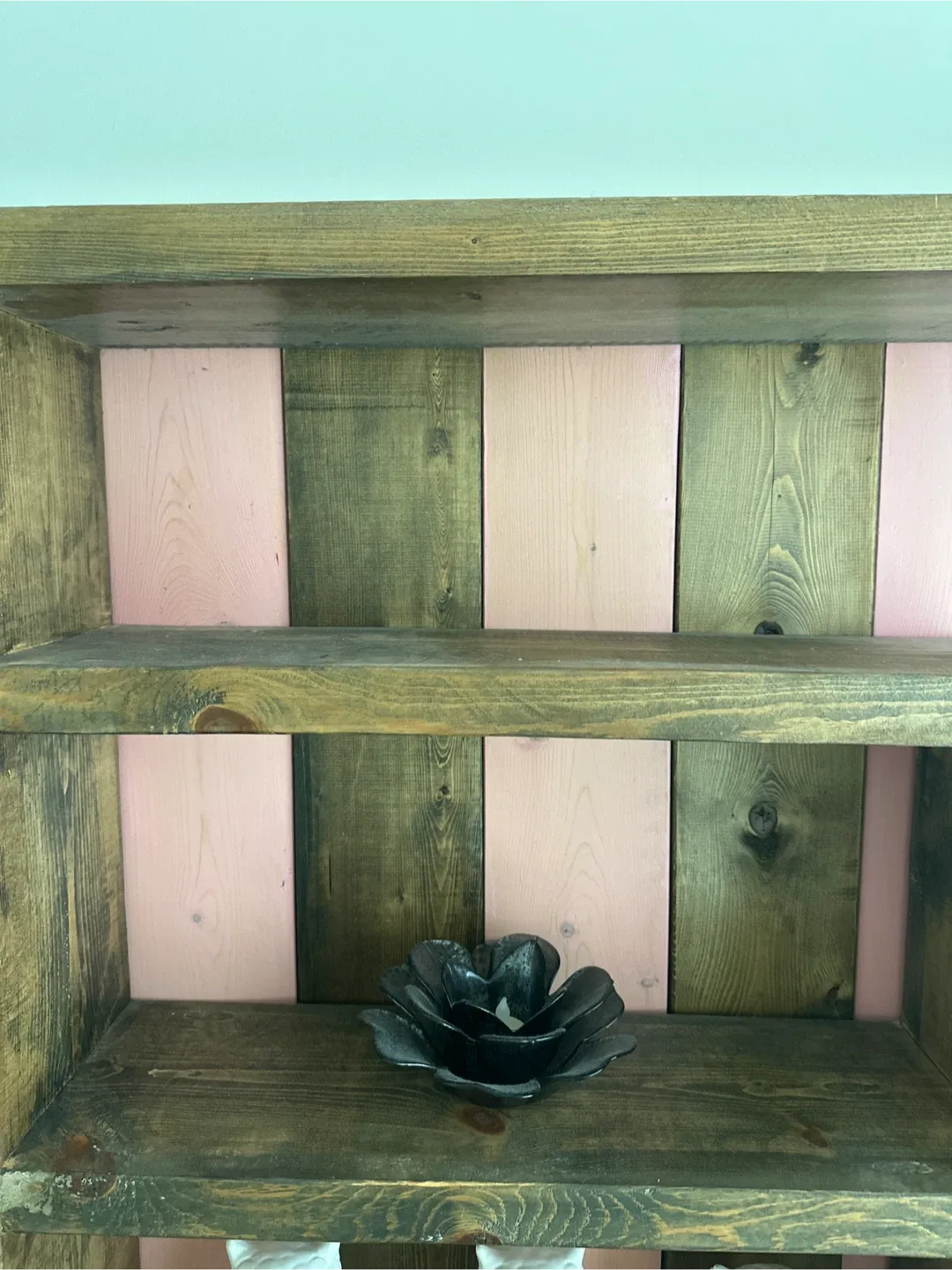 Rustic Wooden Bookcase with Pink Accents image indicator(2)