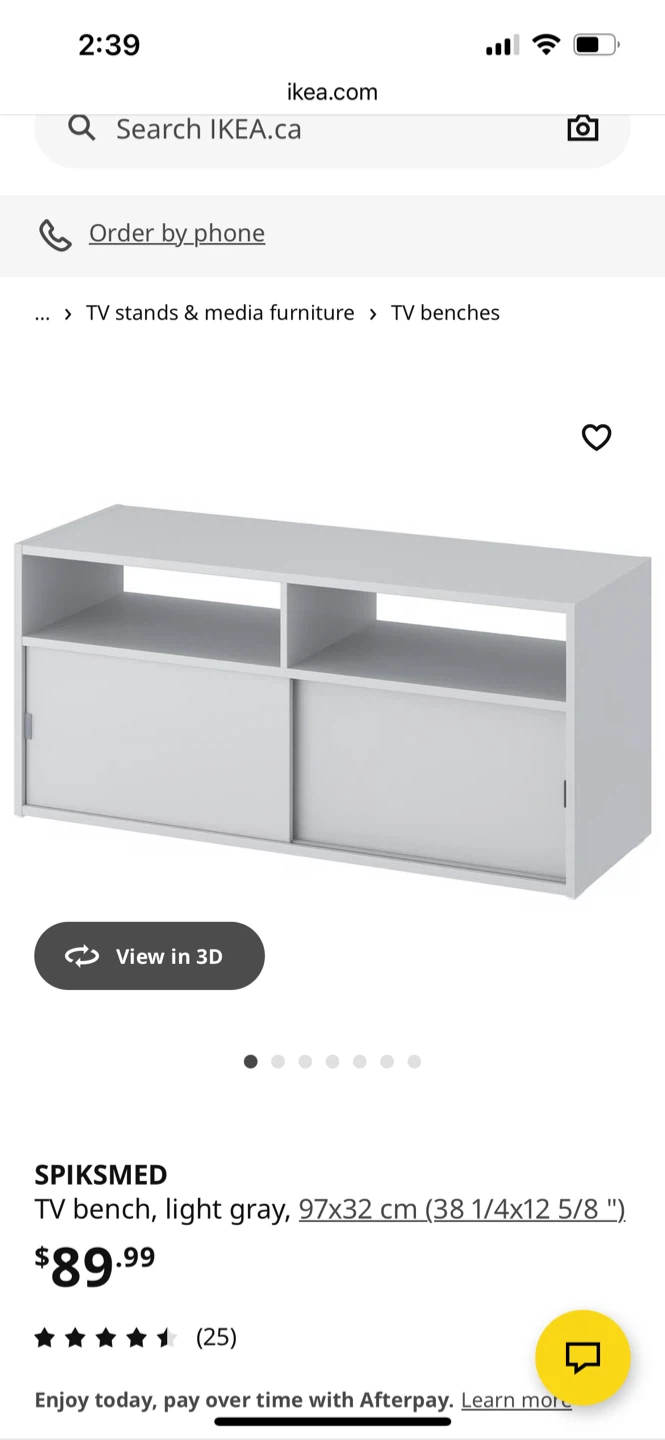IKEA SPIKSMED Light Gray TV Bench