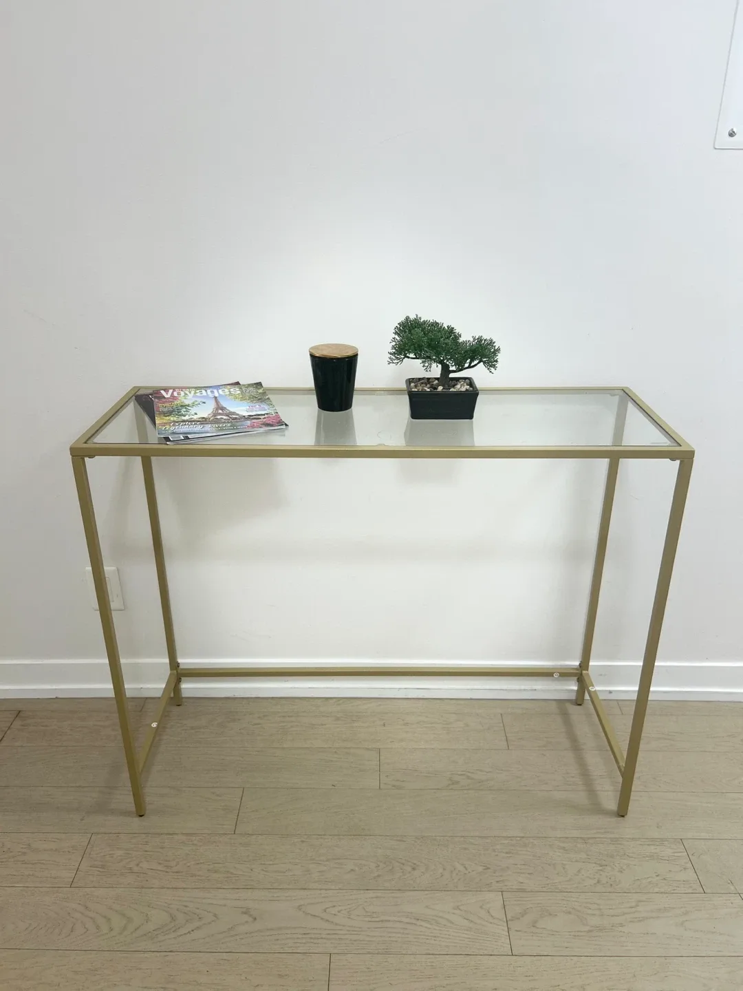Gold Metal & Glass Console Table thumbnail