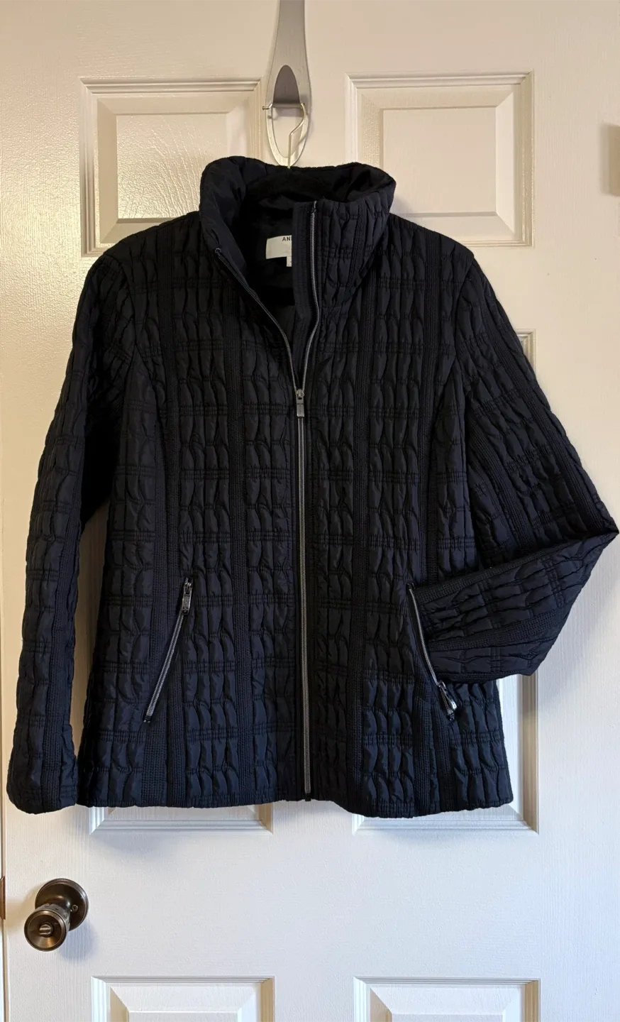 Anna Klein Quilted Jacket - Black Sz L thumbnail