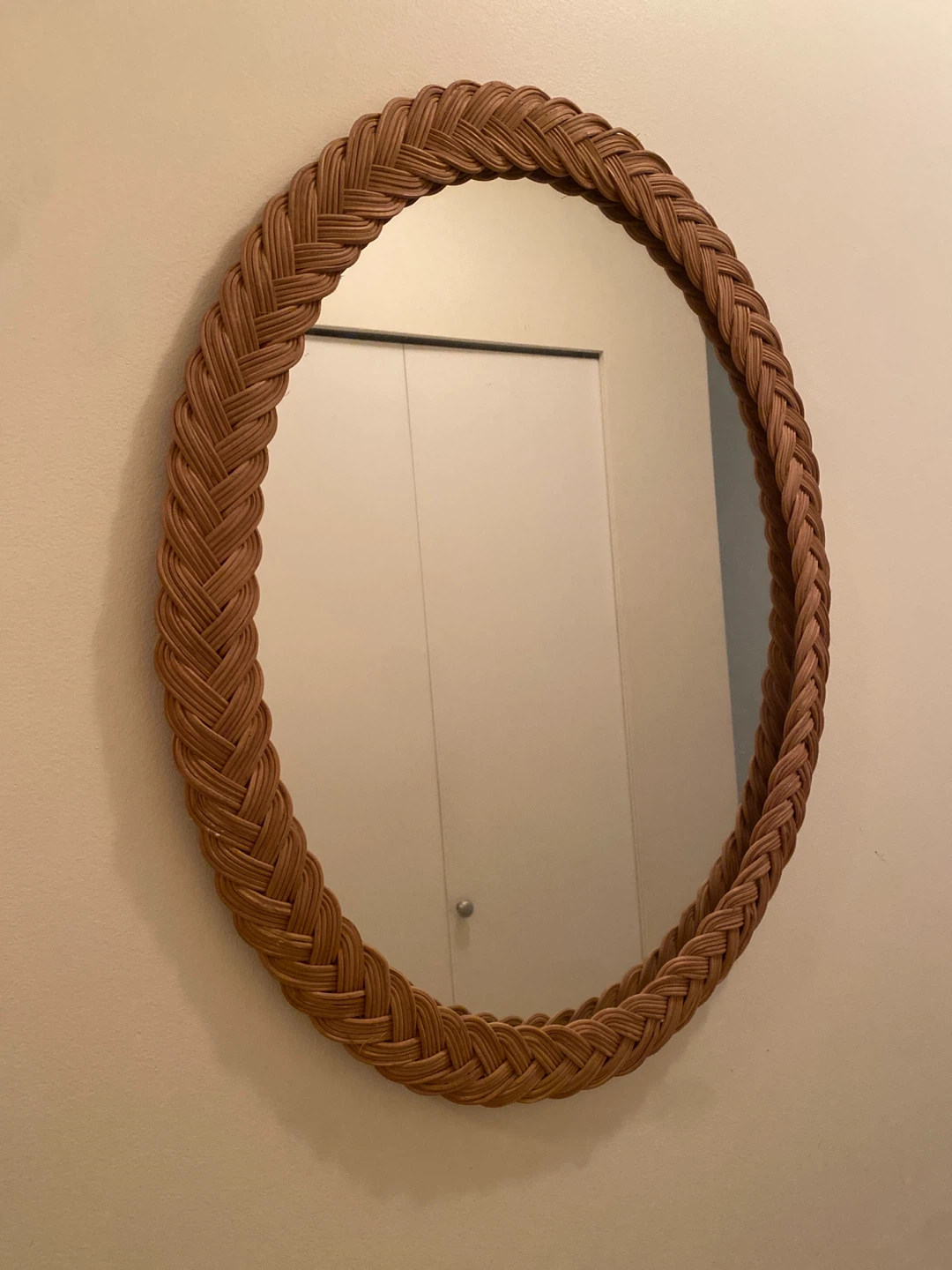 Wicker Framed Oval Mirror