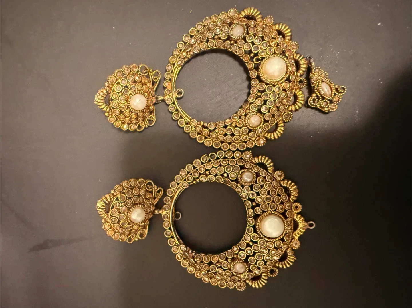 Gold Tone Pearl Earrings thumbnail