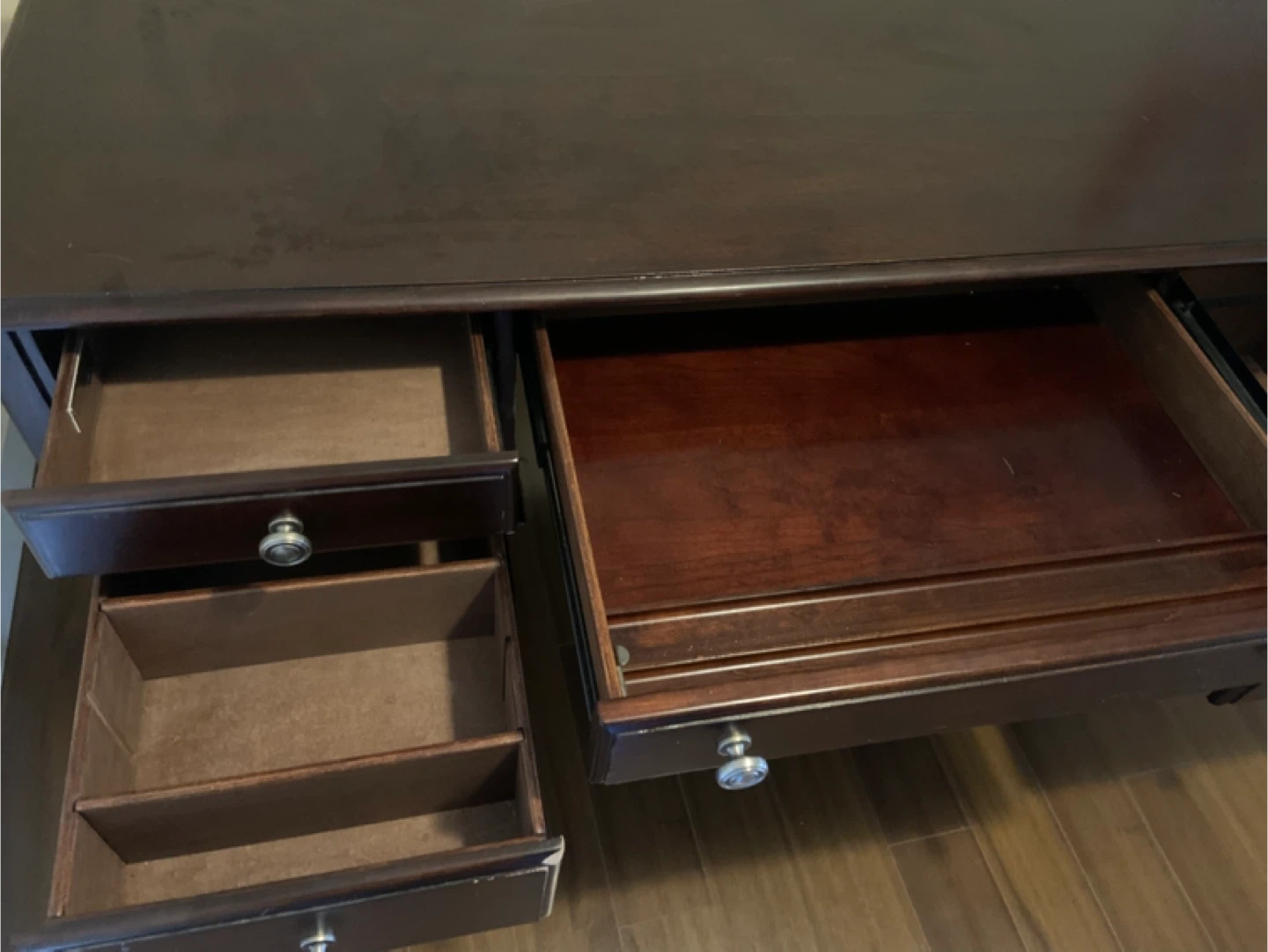 Dark Brown Wooden Desk with Drawers - photo 5