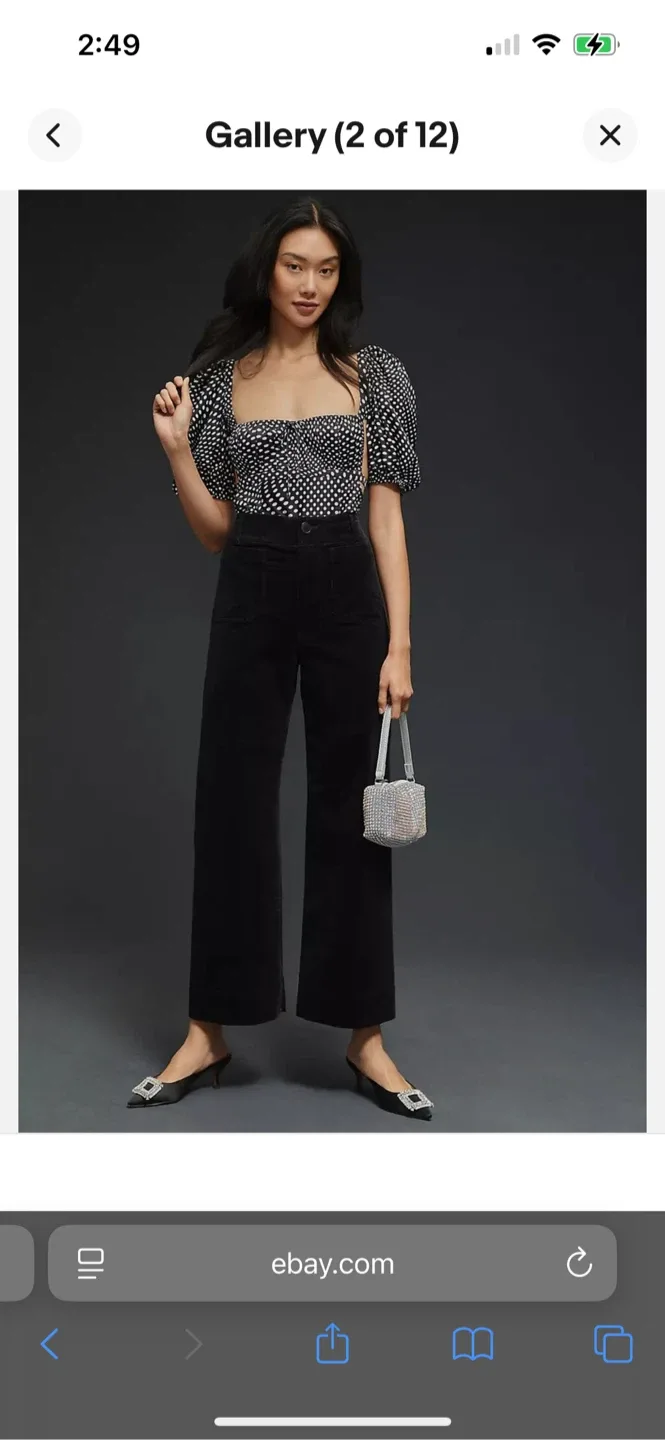 BNWT Anthropologie Colette Corduroy Crop Pants Black 25 thumbnail