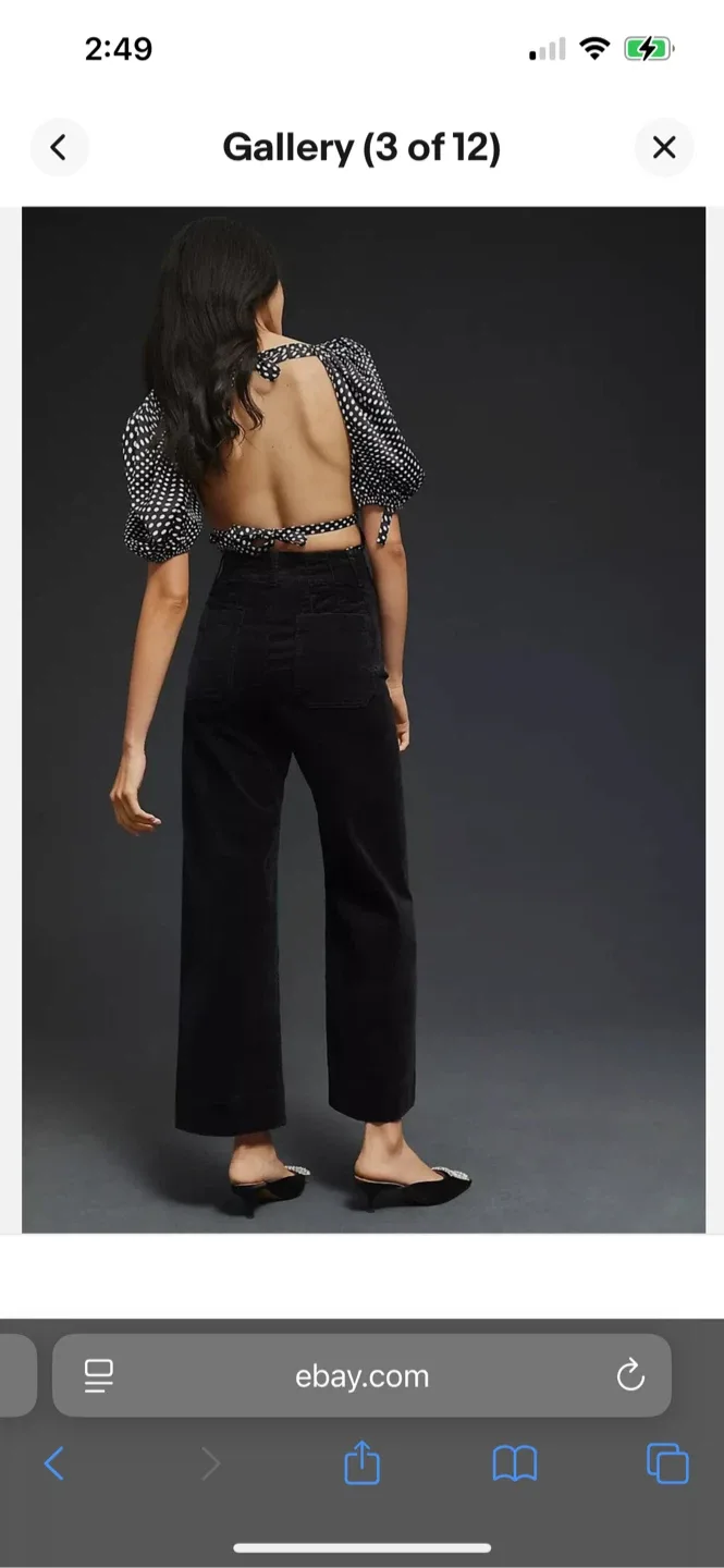 BNWT Anthropologie Colette Corduroy Crop Pants Black 25 image indicator(6)