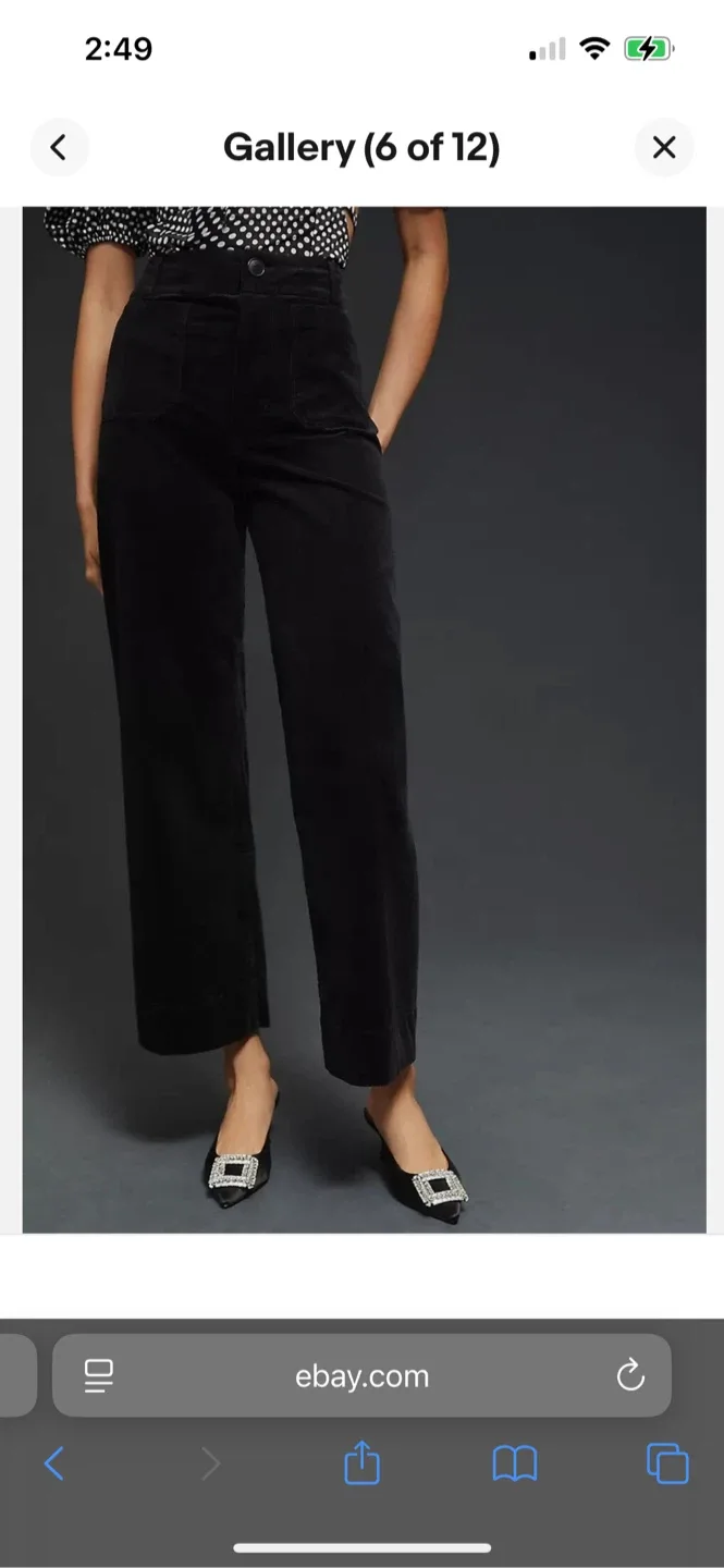 BNWT Anthropologie Colette Corduroy Crop Pants Black 25 image indicator(9)