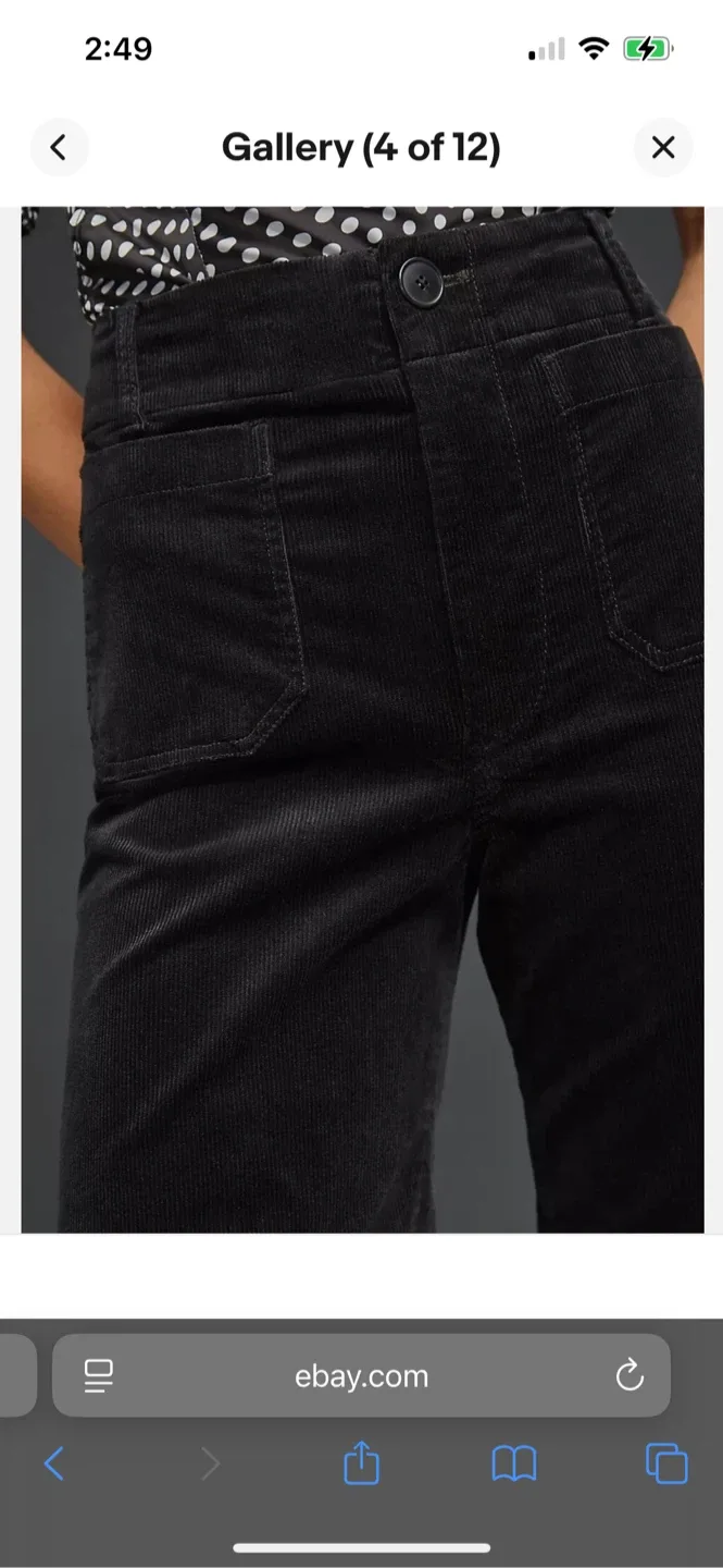 BNWT Anthropologie Colette Corduroy Crop Pants Black 25 image indicator(7)