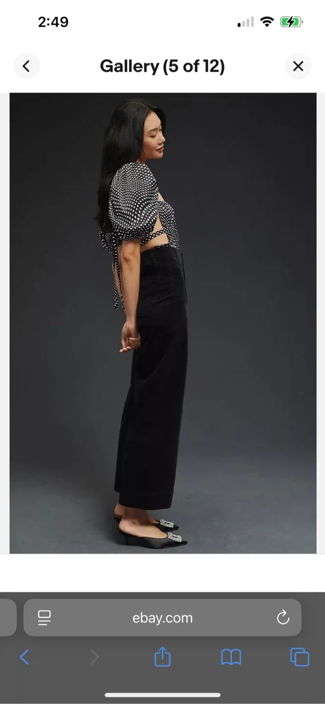 BNWT Anthropologie Colette Corduroy Crop Pants Black 25 image indicator(8)
