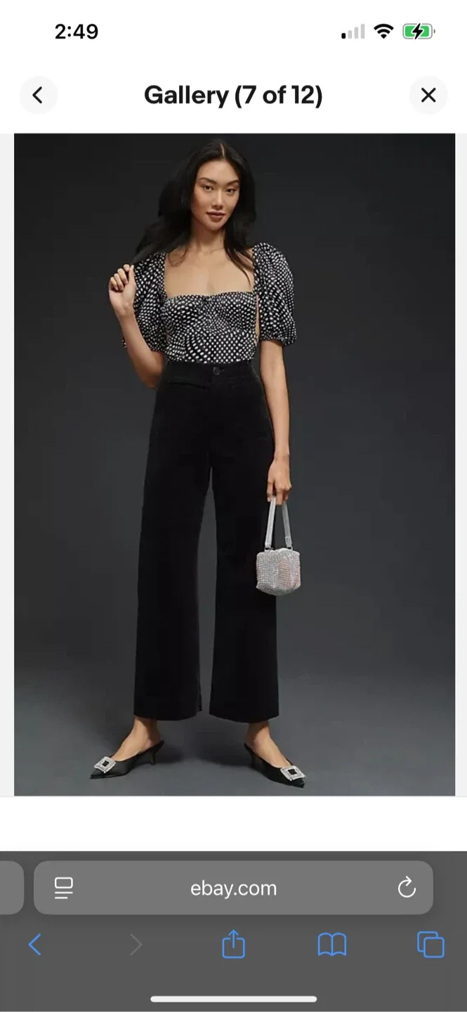 BNWT Anthropologie Colette Corduroy Crop Pants Black 25 image indicator(10)