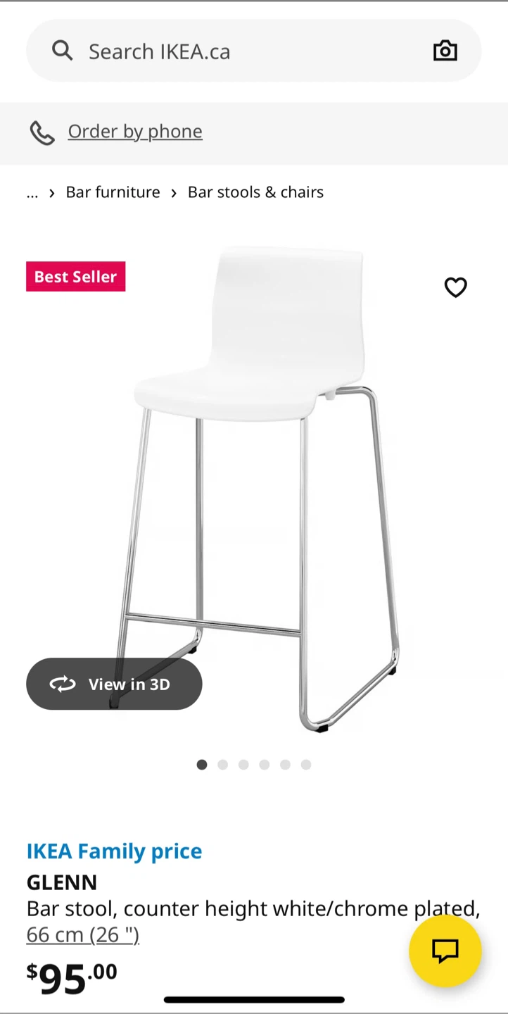 IKEA Glenn Bar Stools - White/Chrome