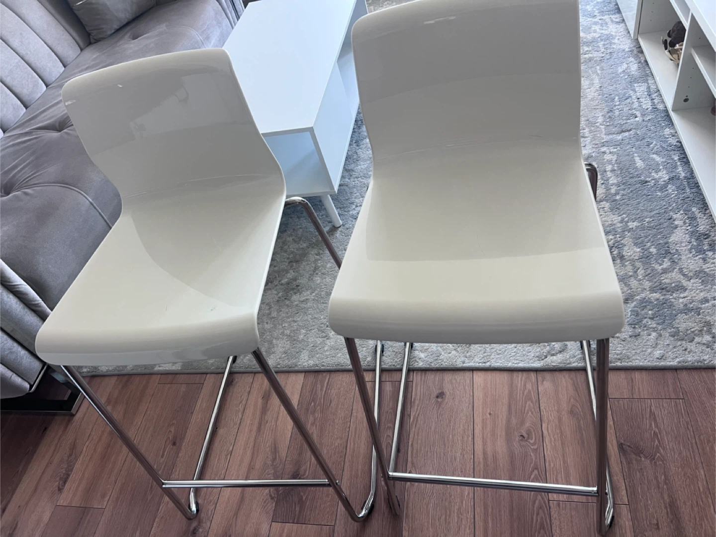 IKEA Glenn Bar Stools - White/Chrome - photo 3