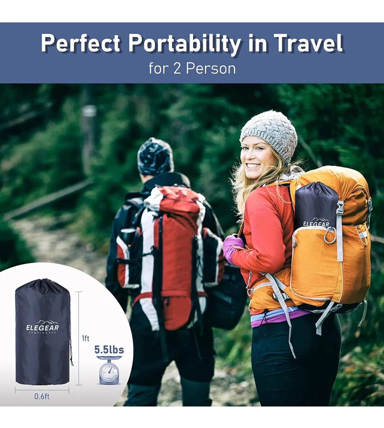 Elegear Double Sleeping Pad with Built-in Foot Pump image indicator(7)