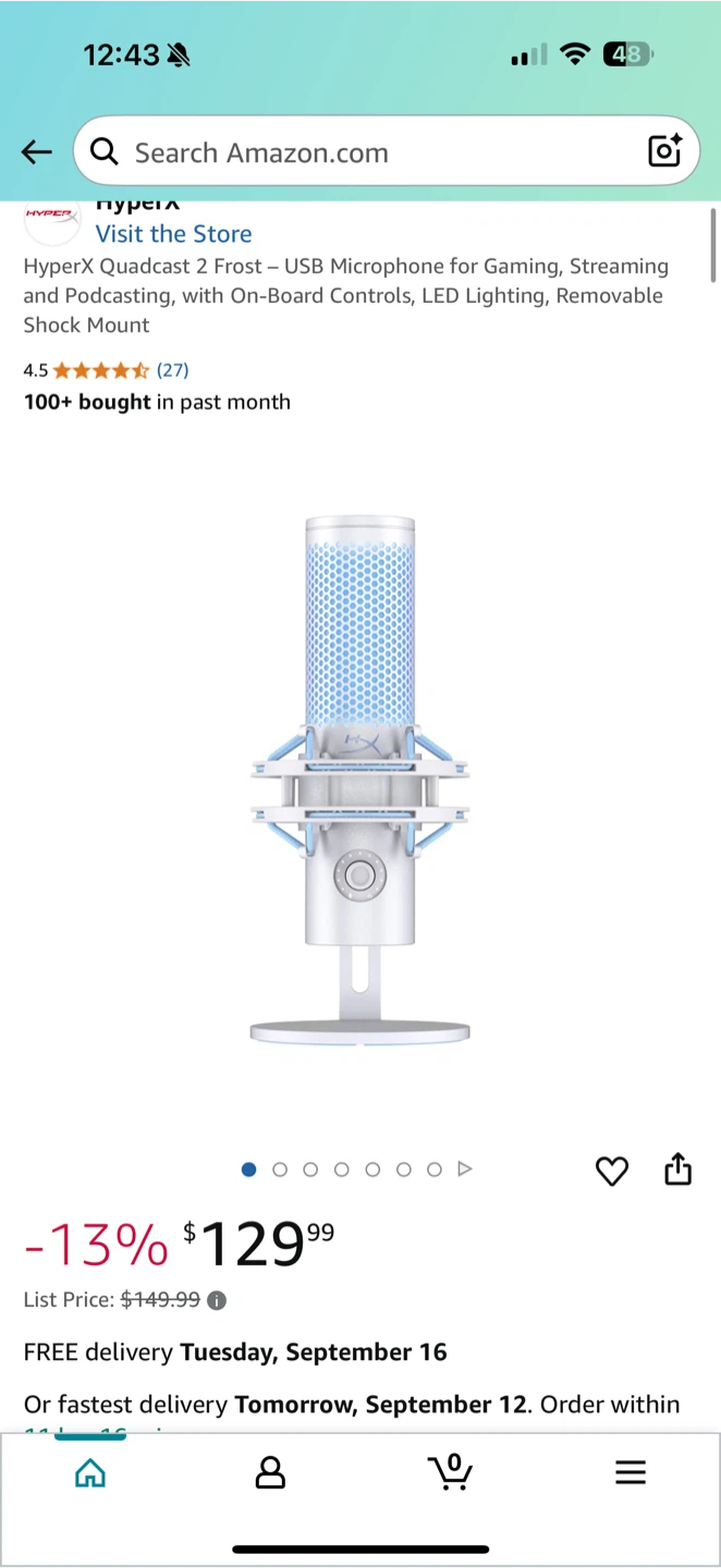 HyperX QuadCast S White Microphone - New in Box!