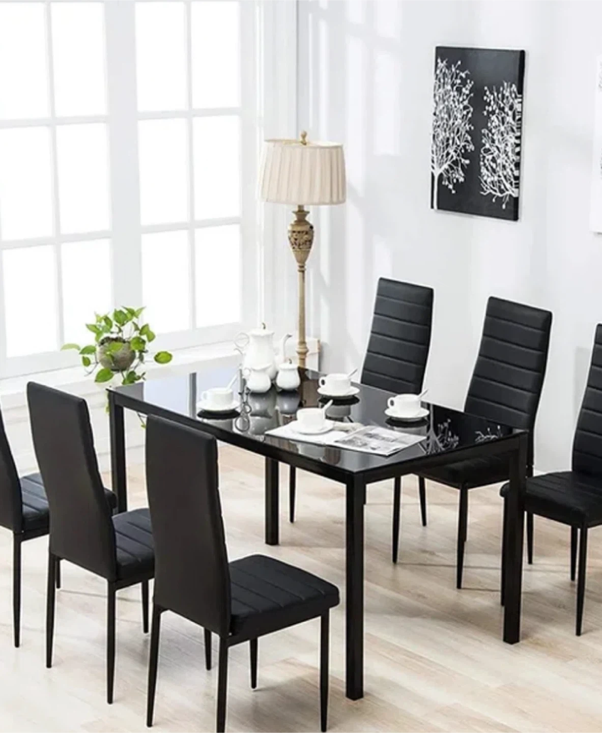 Black Glass Top Dining Table - photo 2