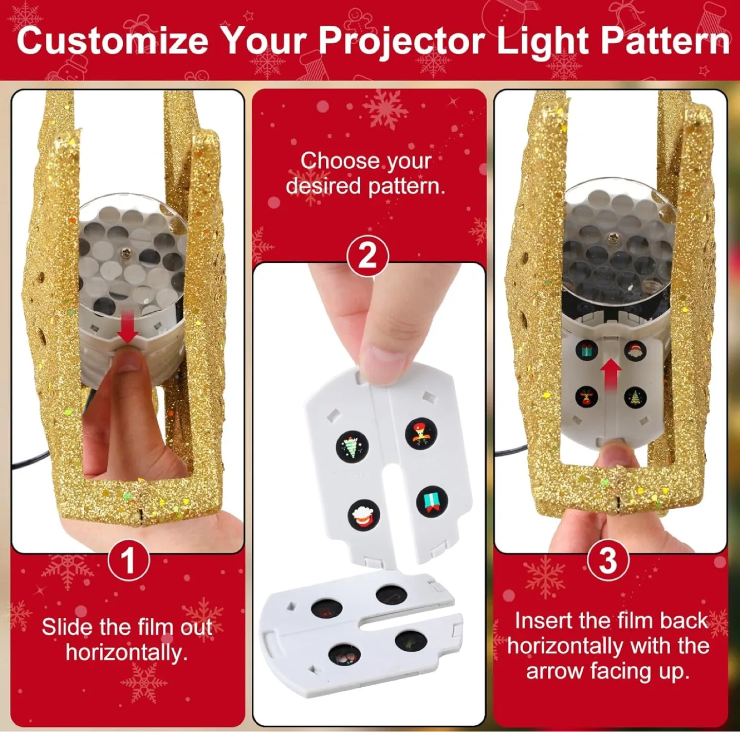 Christmas Tree Topper Star with Projector Lights - Gold image indicator(7)