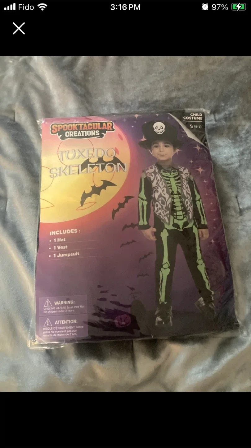 Tuxedo Skeleton Costume - Size S (5-7) image indicator(2)