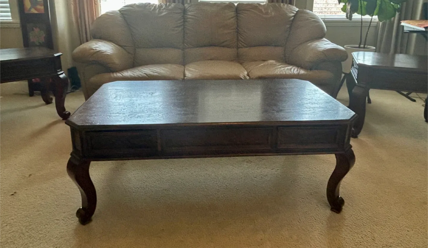 Dark Brown Wooden Coffee Table and 2 side table thumbnail