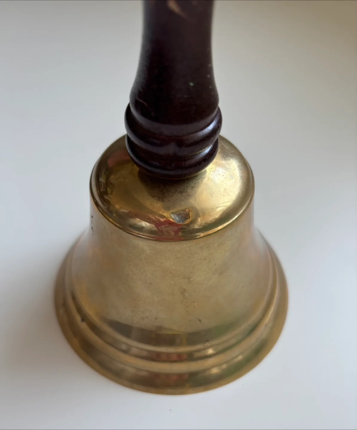 Vintage Brass Hand Bell with Wooden Handle thumbnail