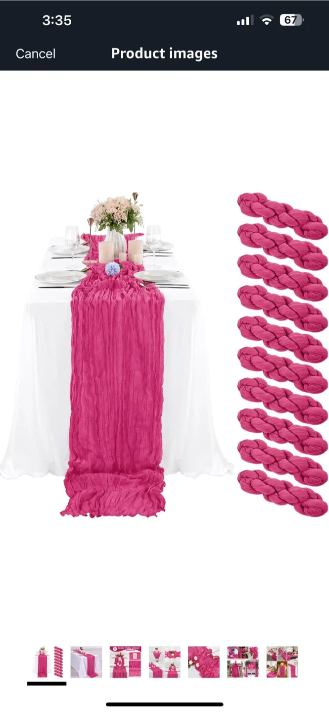 10 pack Hot pink cheese cloth table runners- thumbnail