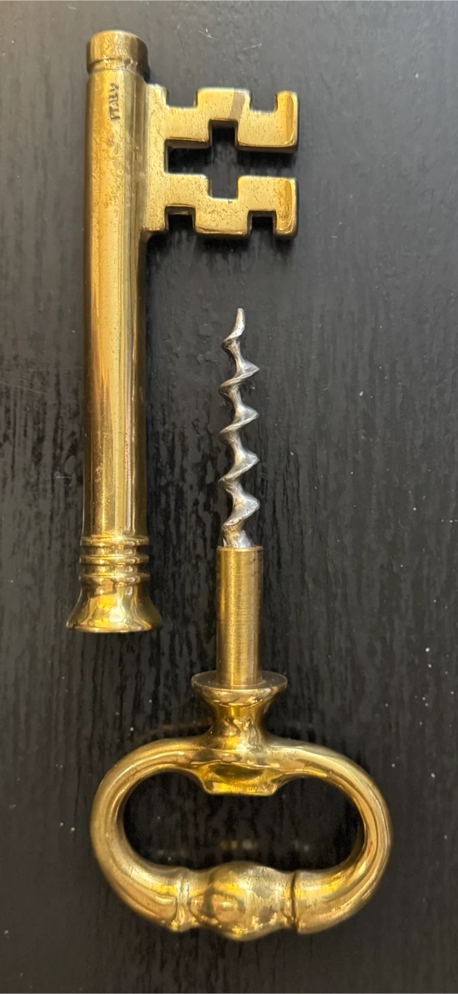 Vintage Brass Key Corkscrew - Italy | Karrot