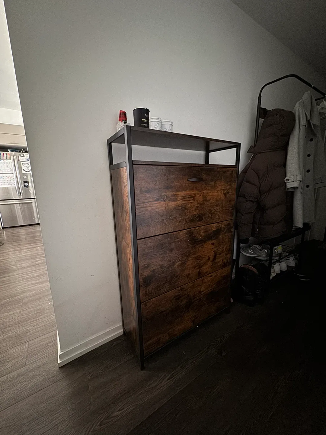 Rustic Brown Shoe Storage Cabinet