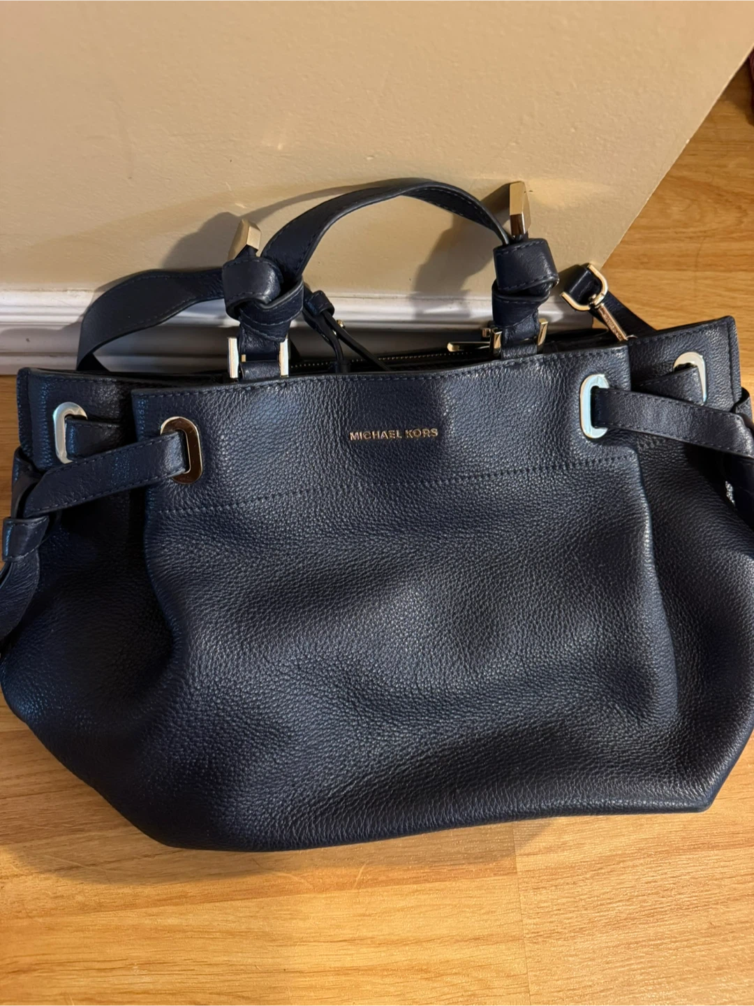 Michael Kors Navy Leather Bag