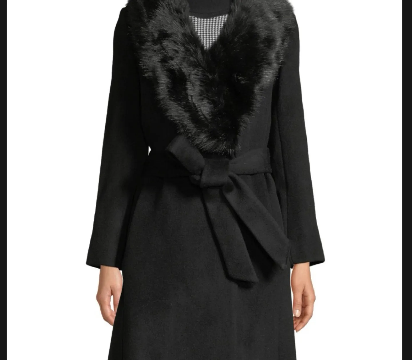 Club Monaco Black Coat with Faux Fur Collar image indicator(2)