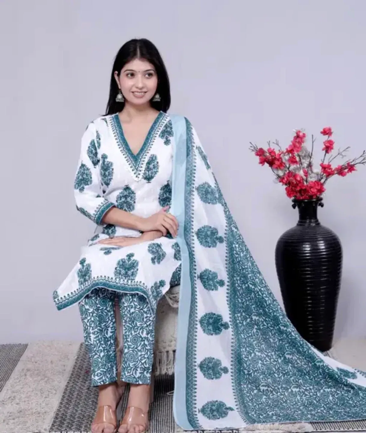 Printed Cotton Salwar Suit Set thumbnail