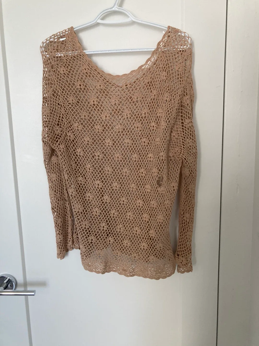 Crochet Knit Top - Beige thumbnail