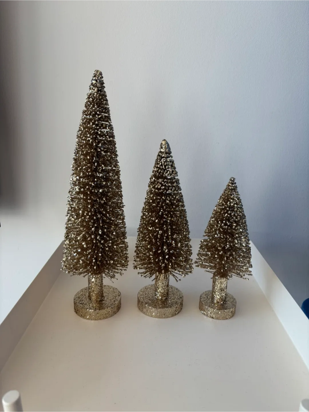 Set of 3 Gold Glitter Christmas Trees thumbnail