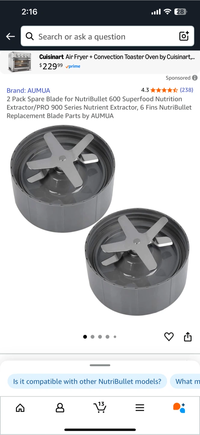 AUMUA NutriBullet 600/900 Series Replacement Blade - 2 Pack