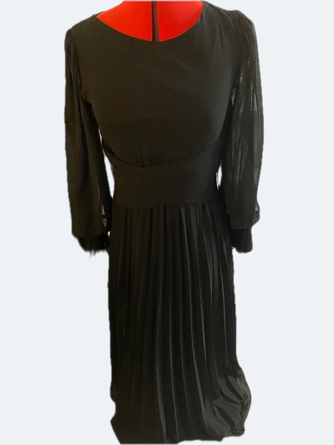 Chiffon Black Long Sleeve Pleated Dress image indicator(7)