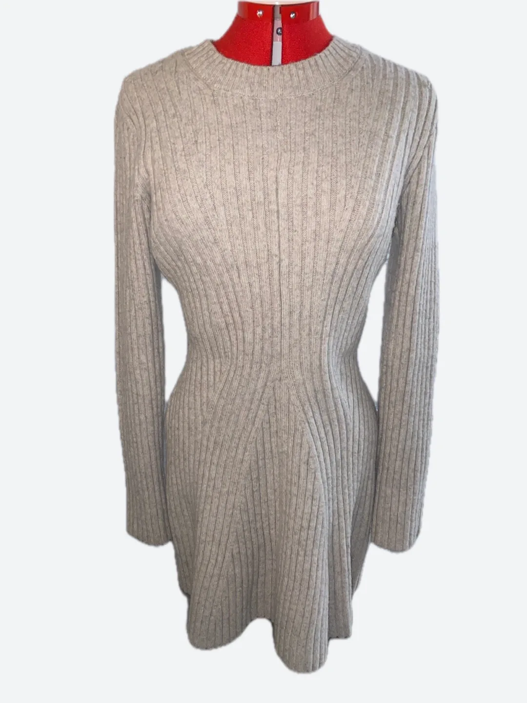 H&M Beige Ribbed Knit Dress - Size M image indicator(4)