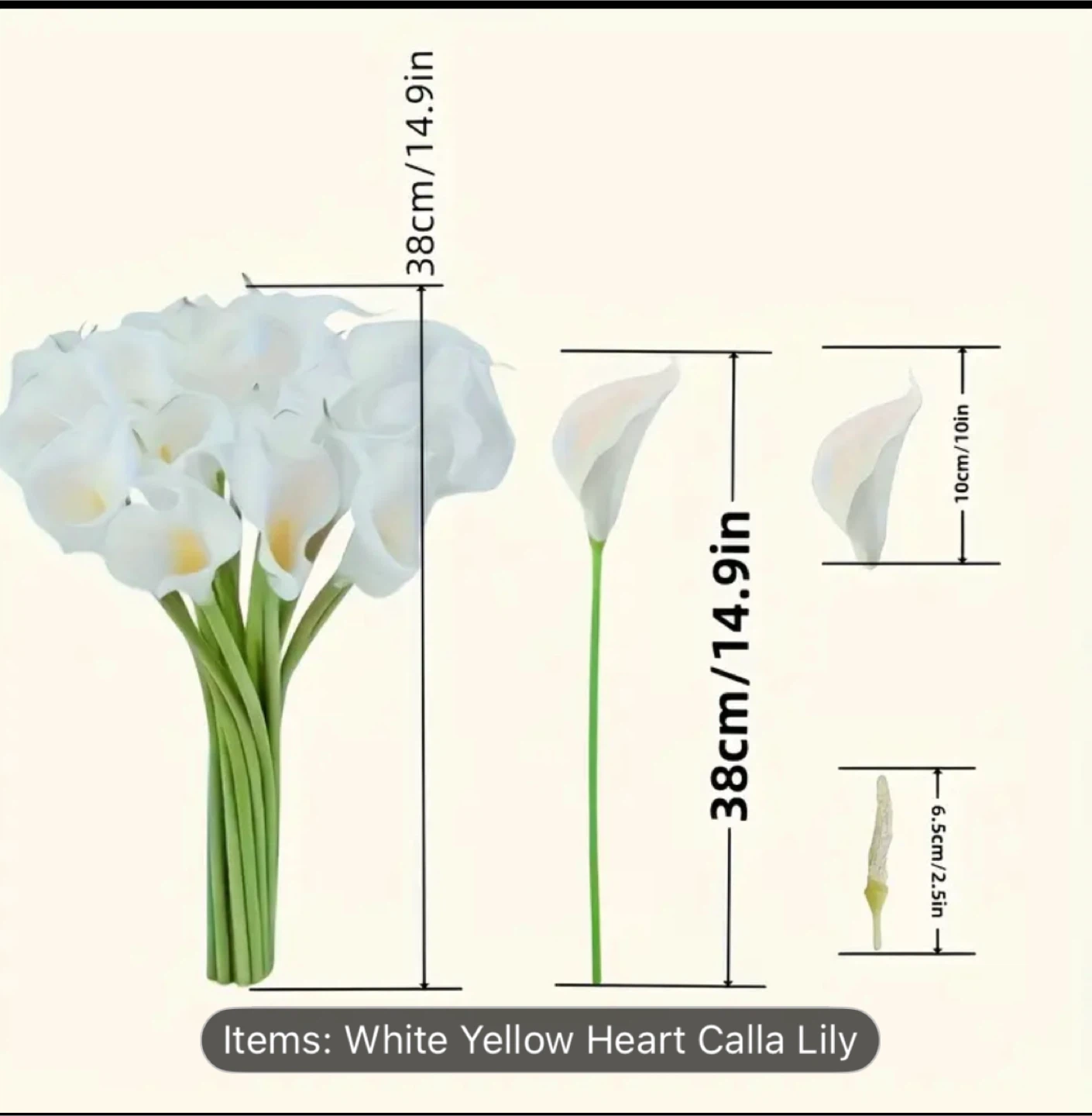 14pc White Calla Lily Artificial Flower Bouquet - photo 3